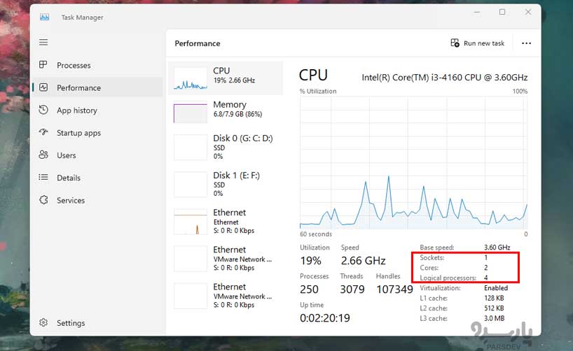 مشاهده اطلاعات CPU در ویندوز