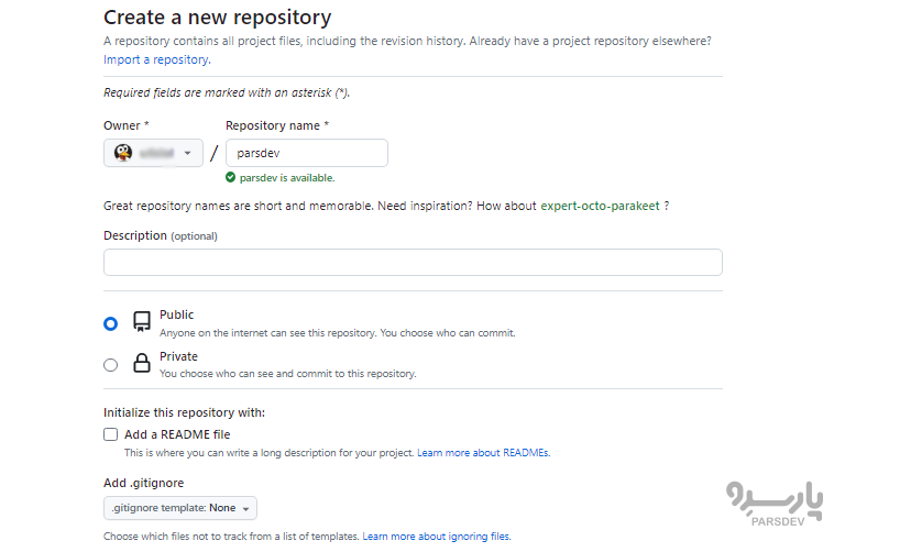 ایجاد repository  در GitHub