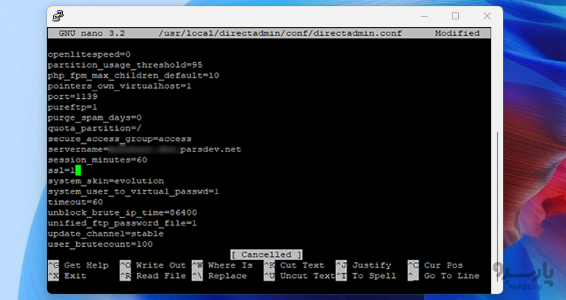 SSL=1 در directadmin.conf