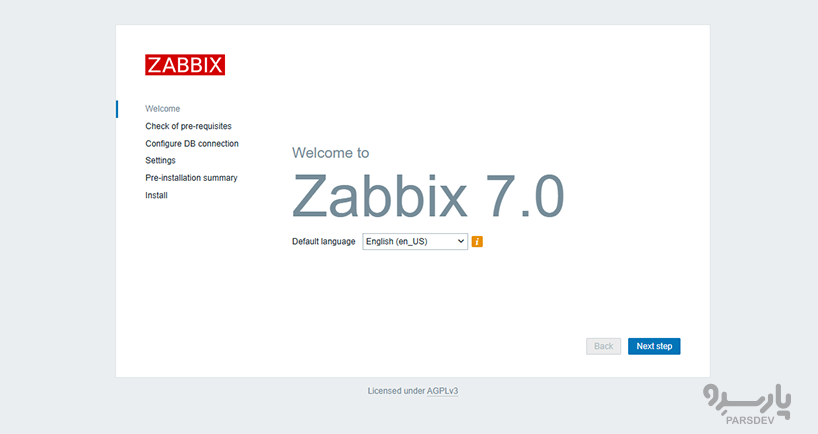 رابط کاربری  وب zabbix