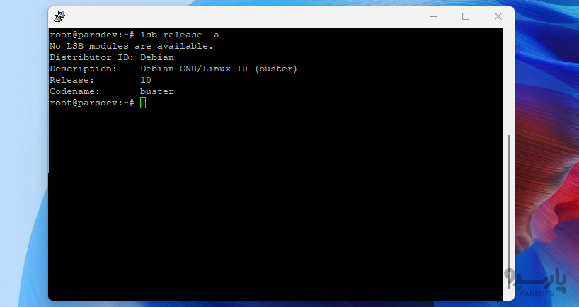 خروجی دستور lsb_release -a
