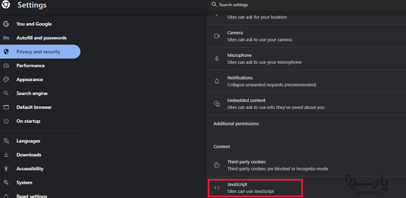 فعال کردن جاوا اسکریپت روی گوگل کروم