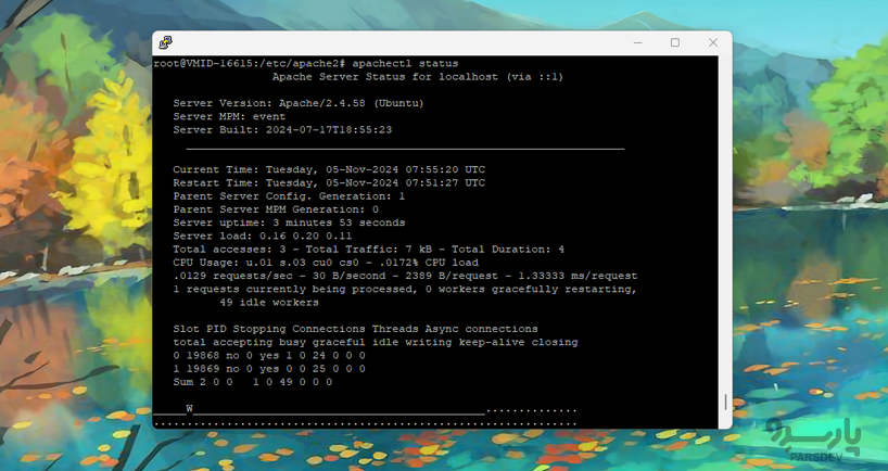 خروجی دستور apachectl status