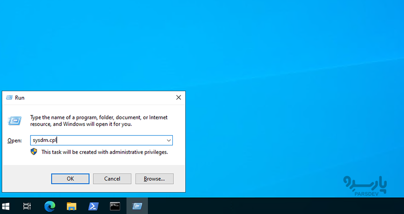 اجرای sysdm.cpl در run ویندوز