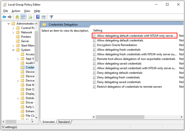 تنظیم Allow delegating default credentials with NTLM-only server authentication