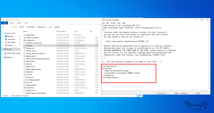 ویرایش فایل core-site.xml