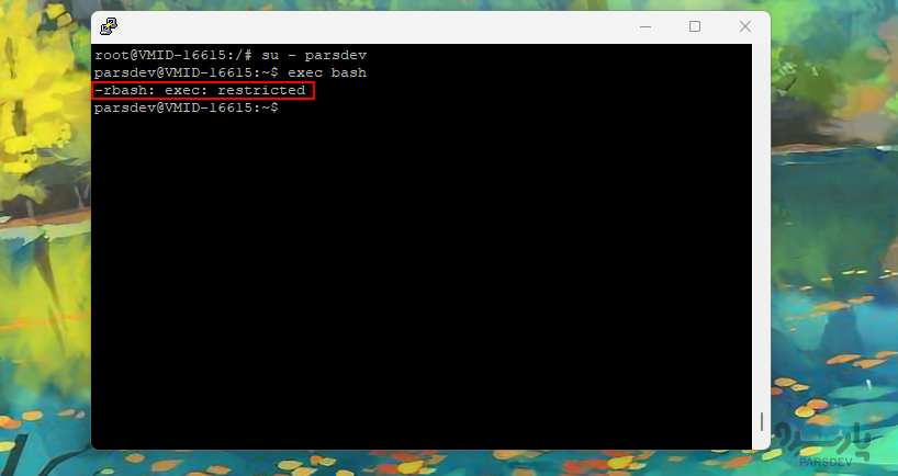 خطای rbash: cd: restricted-
